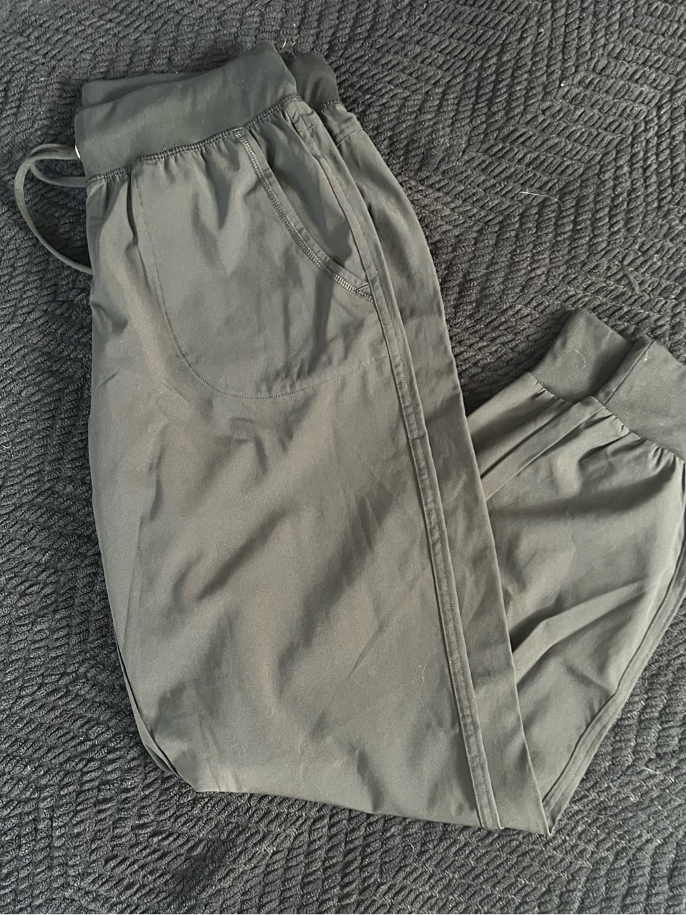 Women's Black Drawstring Jogger Pants with Cuff Ankles